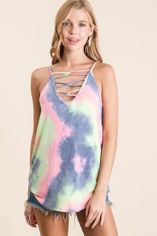 BiBi Tie Dye Terry Camisole with Caged Neck for Summer - Love Salve